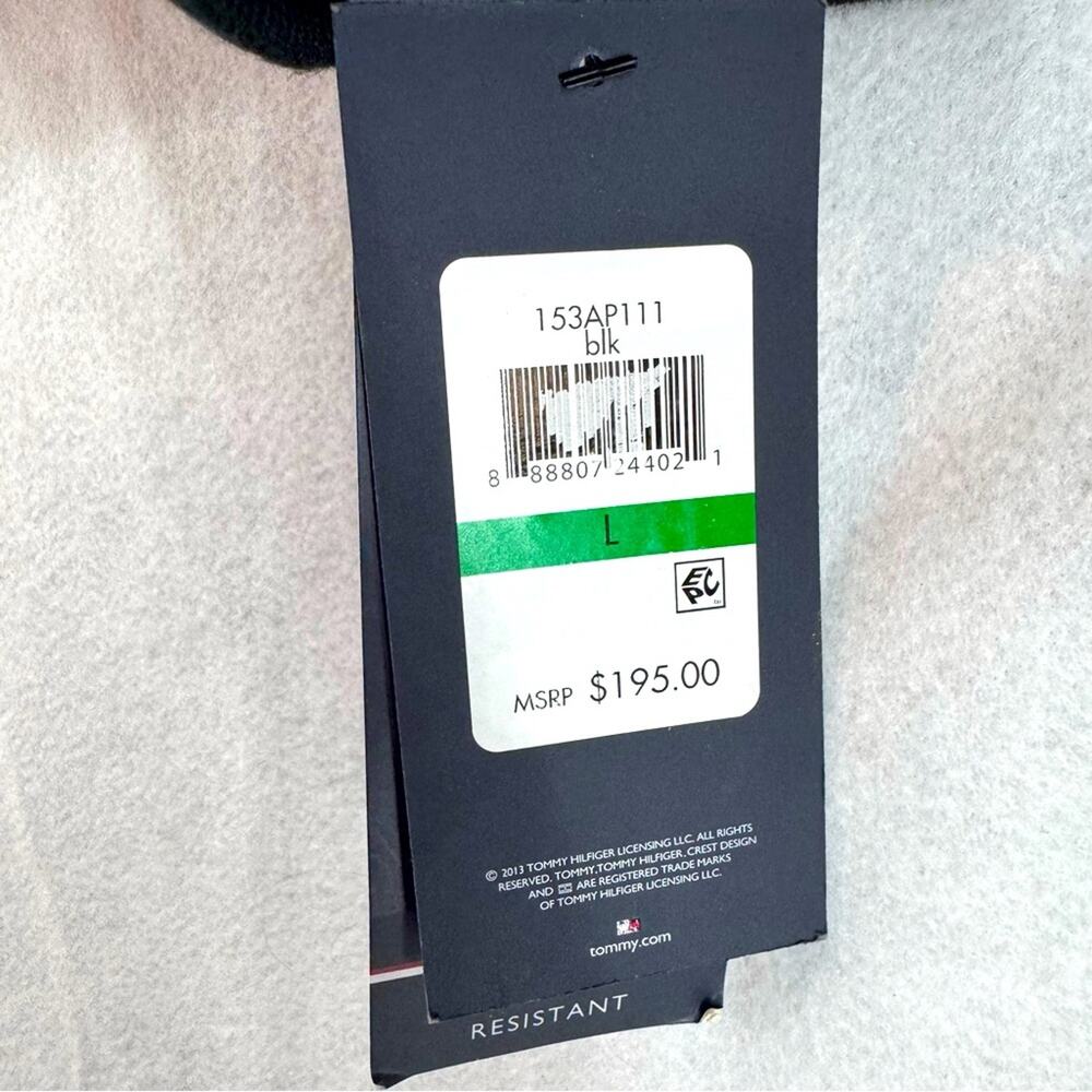 NWT Men’s Tommy Hilfiger Water & Wind Resistant Zip-up Hooded Jacket Black Large - Picture 7 of 9